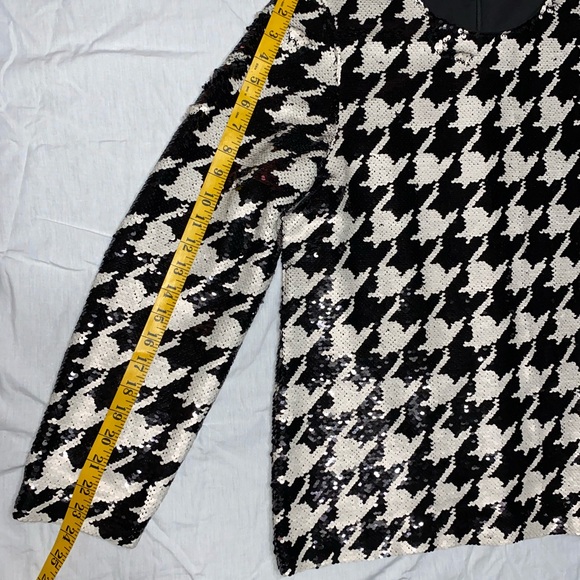 Chico's Black and White Sequin Houndstooth Top - Picture 3 of 4